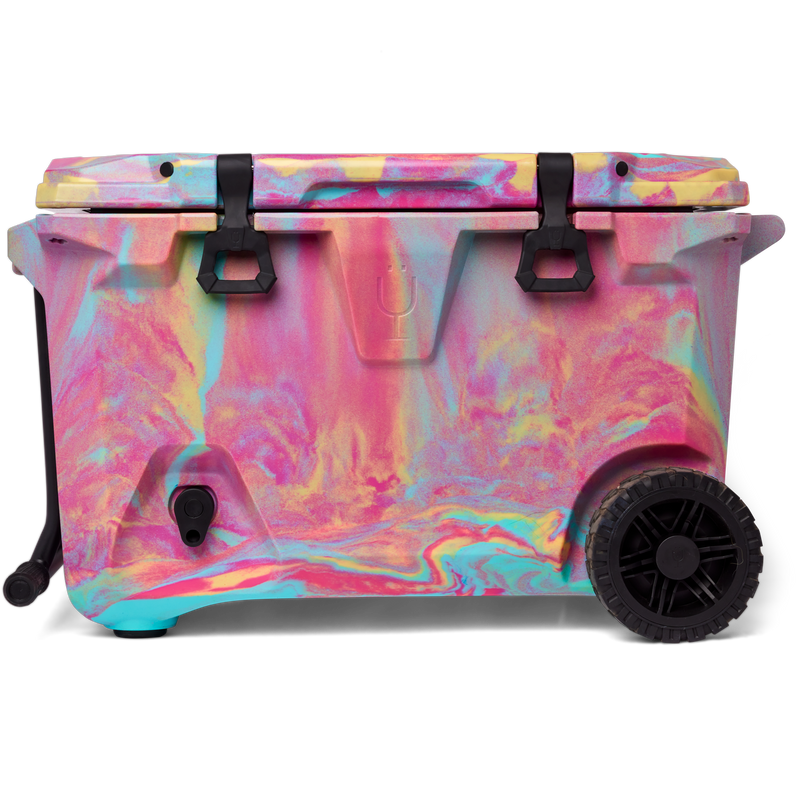 Br Tank 55-Quart Rolling Cooler | Rainbow Swirl - Adventure Ice-Ready